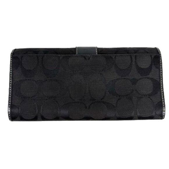 Coach Black Signature C Wallet Canvas & Leather Trim Stripe Long Credit Card - Picture 6 of 16